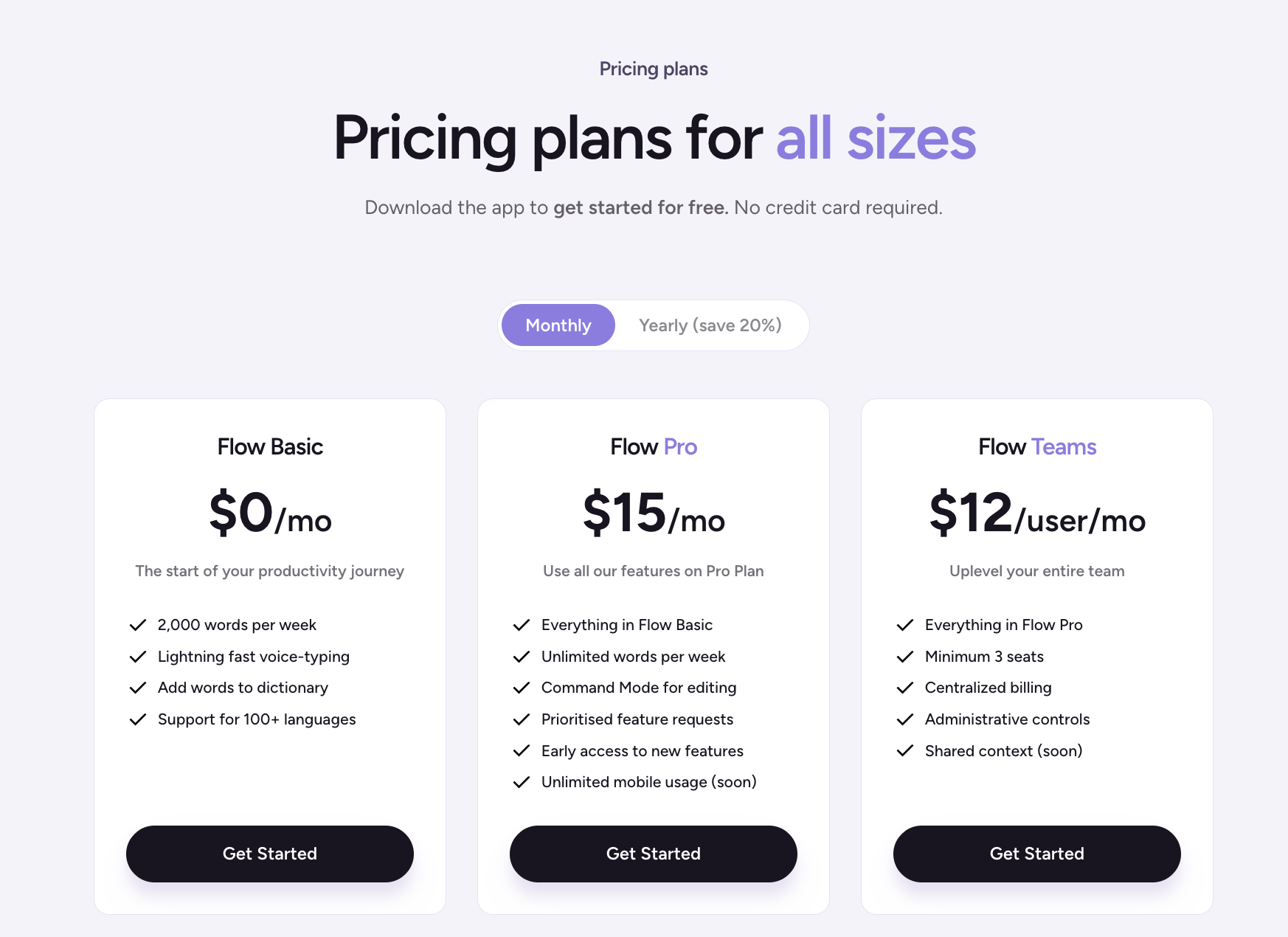 Wispr Flow pricing: Flow Basic free, Flow Pro $15/month, Flow Teams $12/user/month